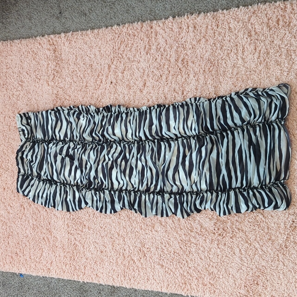 Topshop Zebra Ruched Cinched Strapless Maxi Bodycon Dress‎ 8